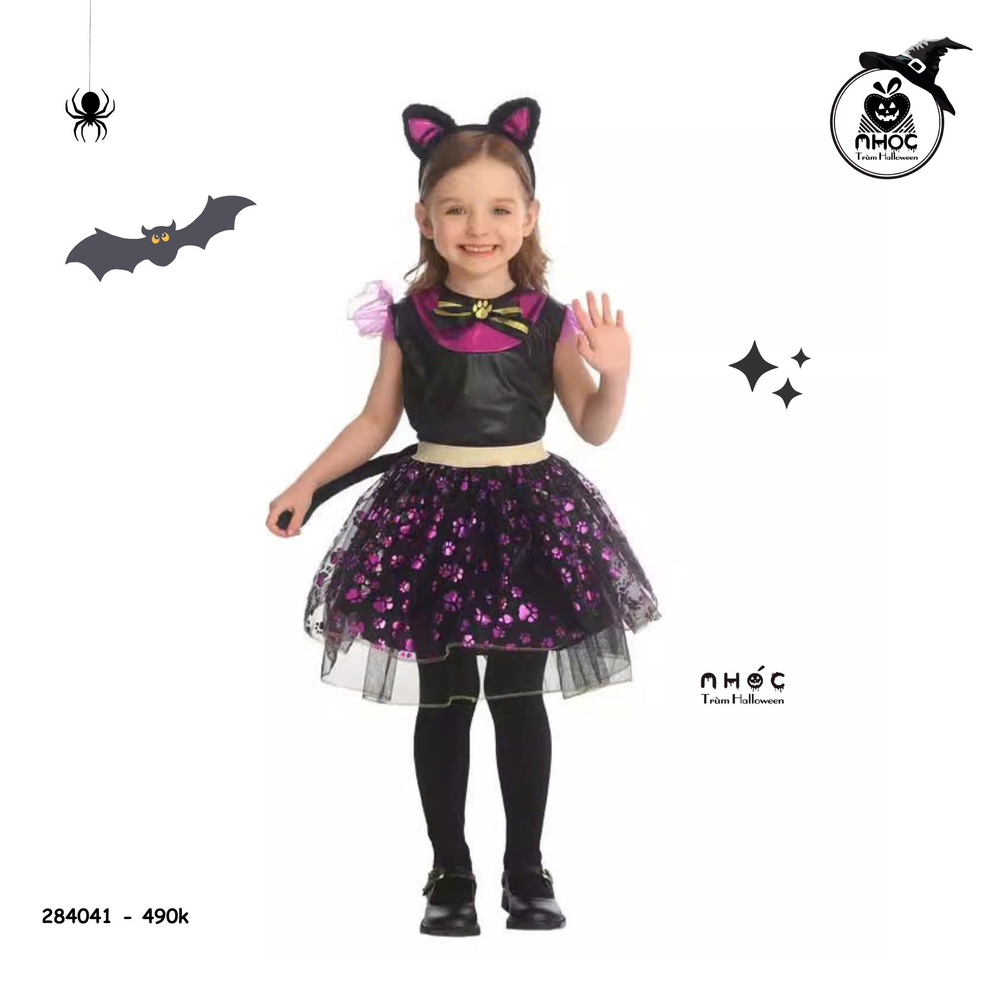 Đầm halloween Cute Cats Dress combo cài - Tím - M - 115490