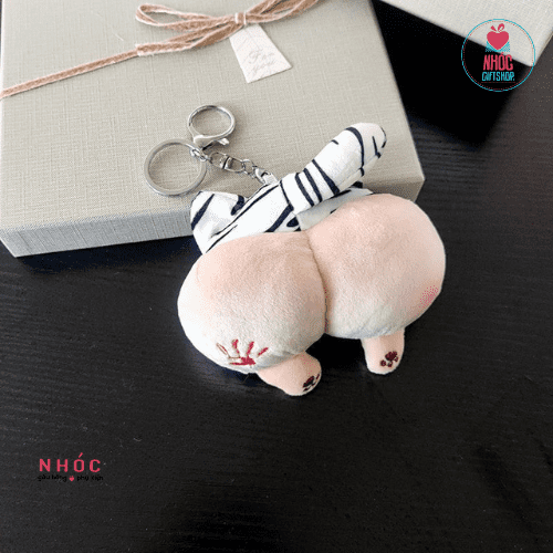 Móc khóa bông mông thú - Trắng - 7501