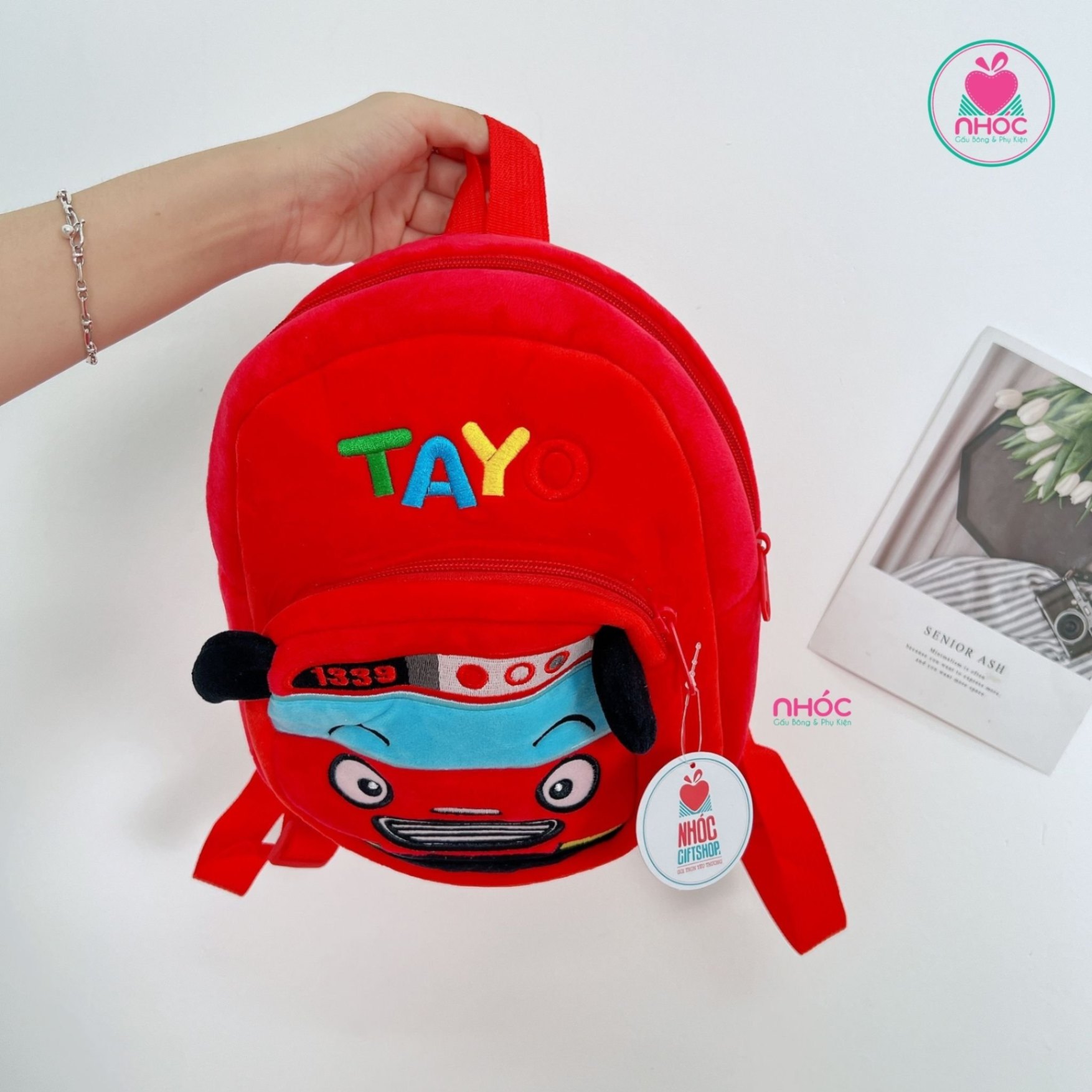 Balo bông ô tô - Tayo đỏ - 15001