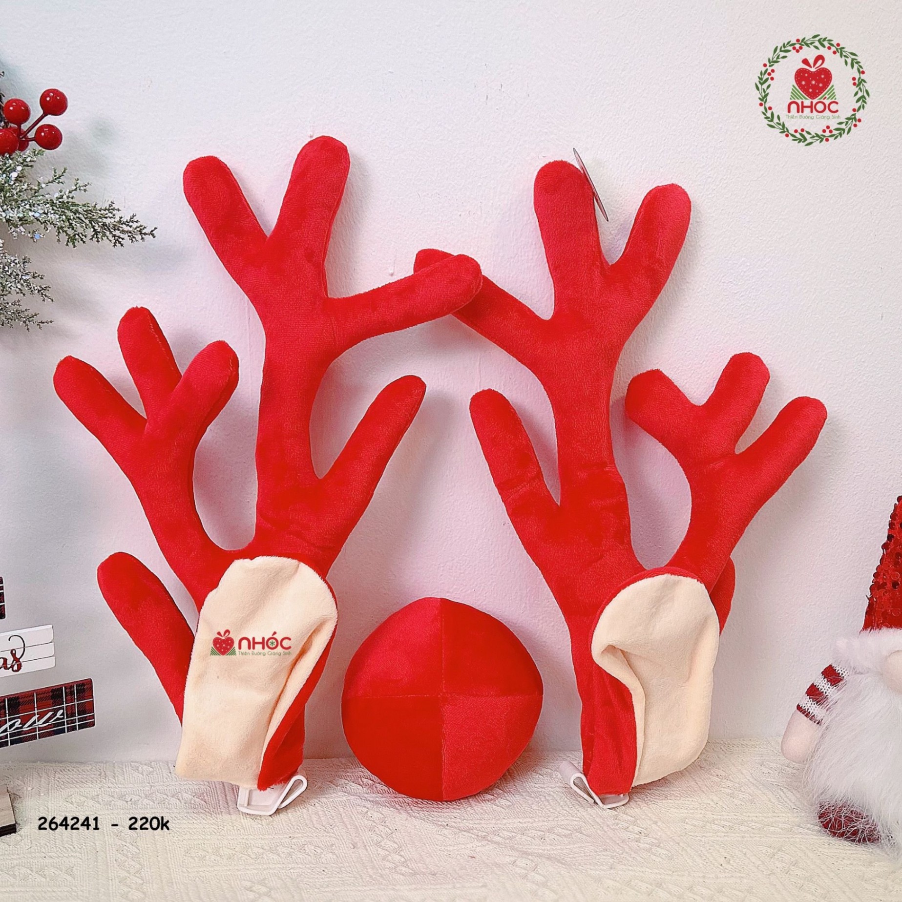 Phụ kiện Noel sừng tuần lộc xe hơi VN - Đỏ - 22001