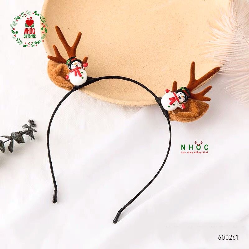 Cài tóc noel sừng tuần lộc người tuyết sứ - 5001 - Nâu