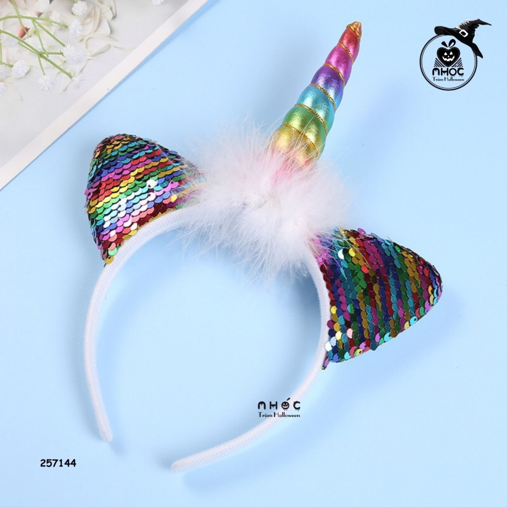 Cài tóc Halloween kỳ lân đèn - Xanh lá - 8001
