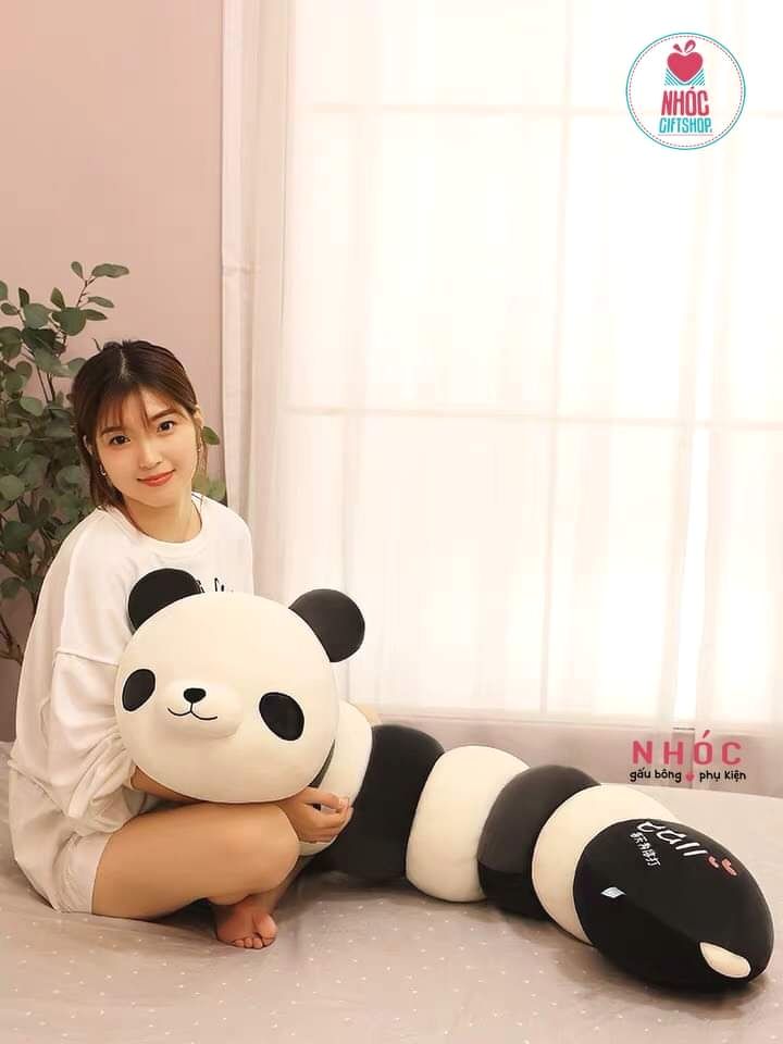 Gối ôm sâu đầu thú lông mịn - Gấu panda Trắng đen - 140580