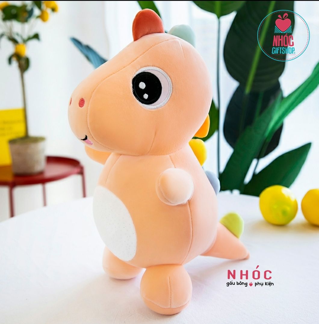 Thú bông khủng long bụng kim tuyến lông mịn - Hồng đào - 75480