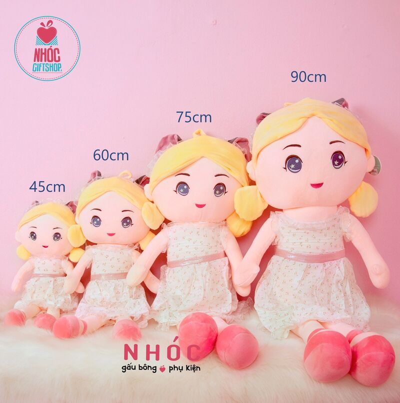 Búp bê bông đầm hoa cài mèo lông mịn - Trắng - 90480