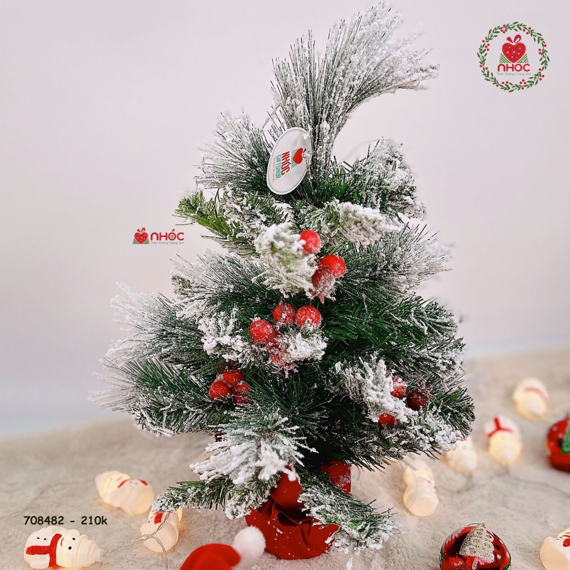 Cây thông Noel mini 3 loại lá phủ tuyết có trang trí - LP - 3LLD - 40210