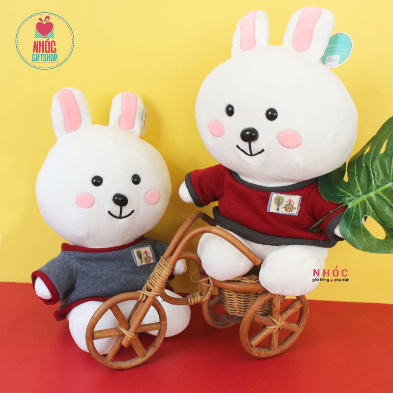 Thú bông thỏ Cony mặc áo lông mịn ngồi - Trắng - 40240