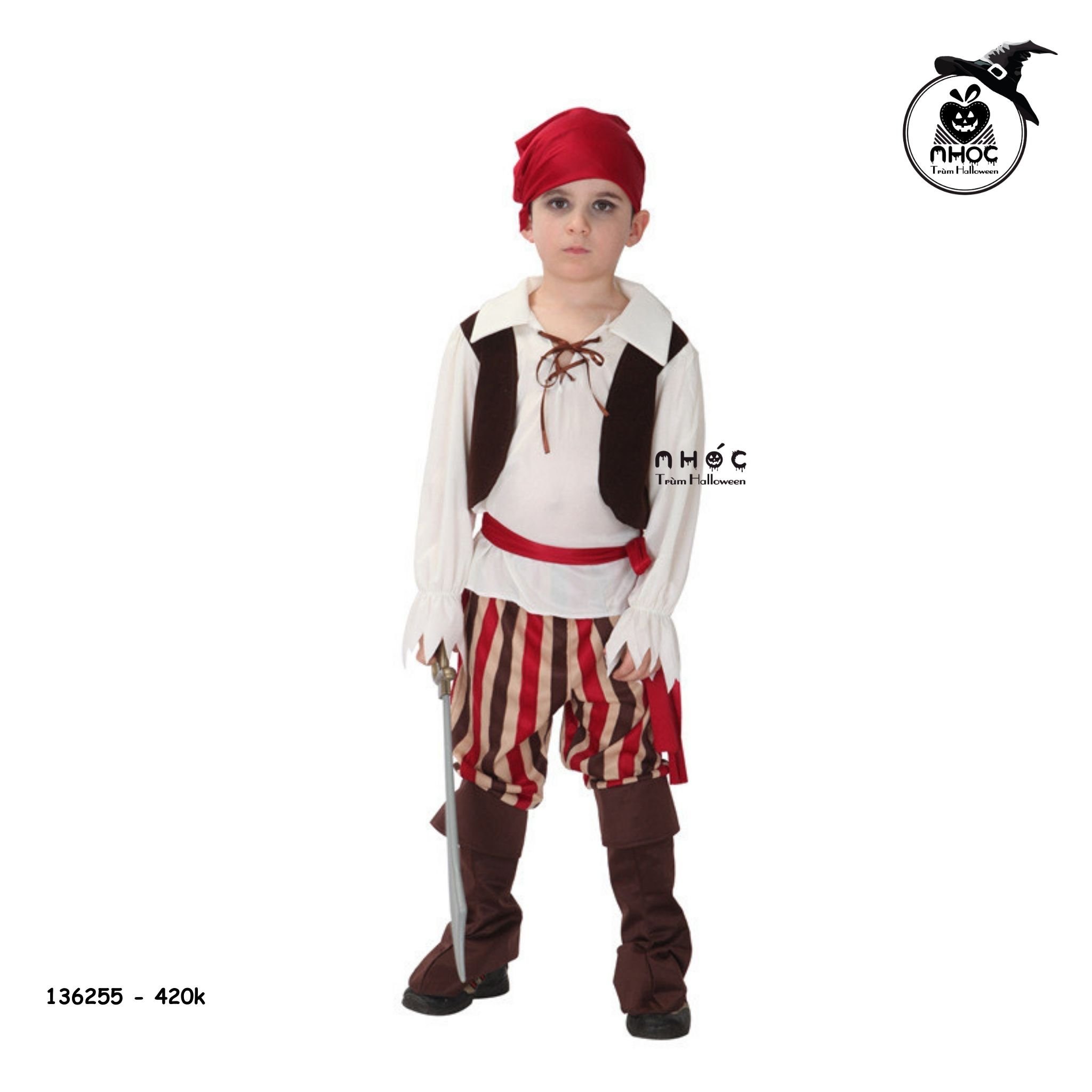 Bộ đồ cướp biển Pirate Boy quần sọc màu combo nón đỏ - Size XL - 140420