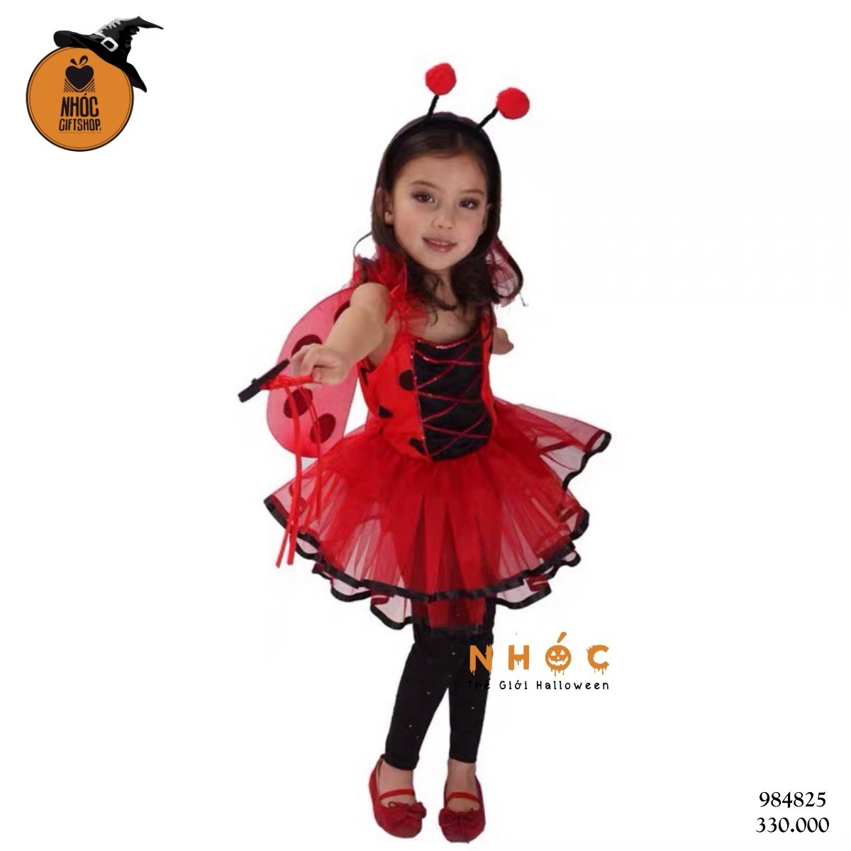 Đầm halloween cute lady bug vải thun váy voan combo cánh - Size L - 33001