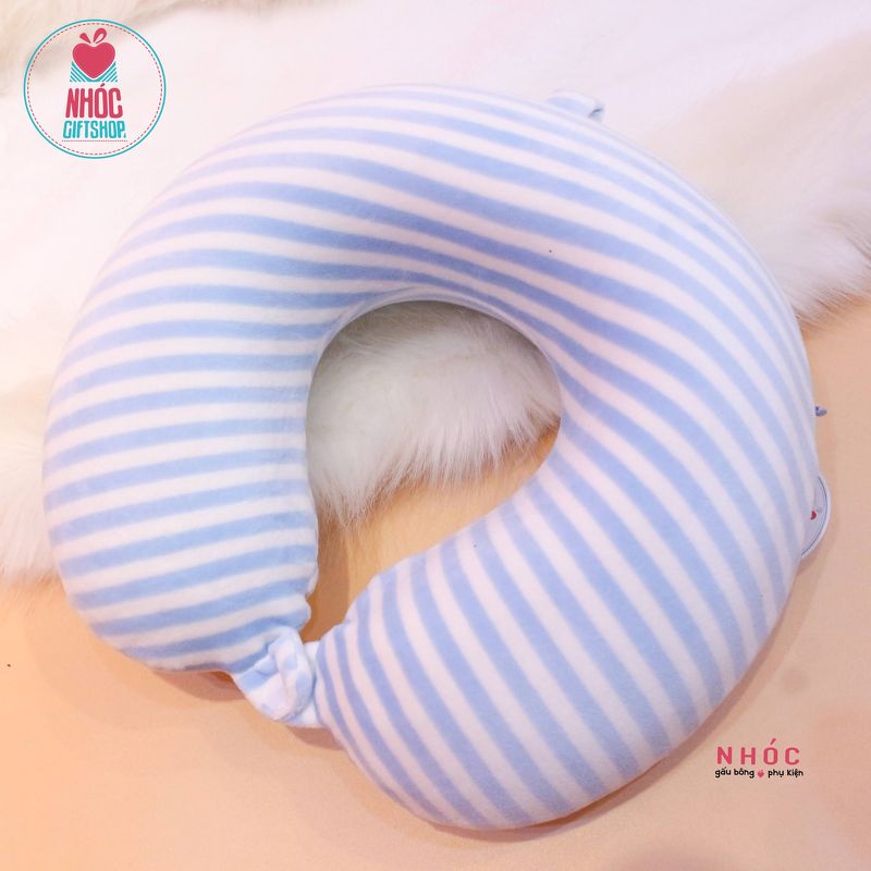 Gối kê cổ cao su non sọc - Xanh da trời - 16001