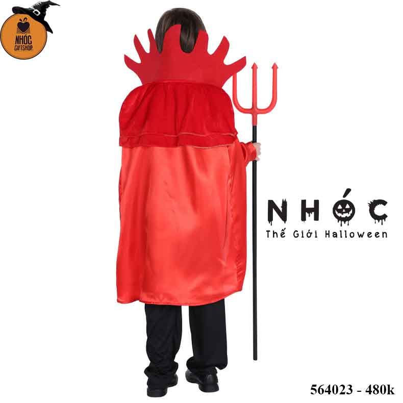 Bộ đồ Halloween dracula in lửa đỏ combo áo choàng - Size L - 48001