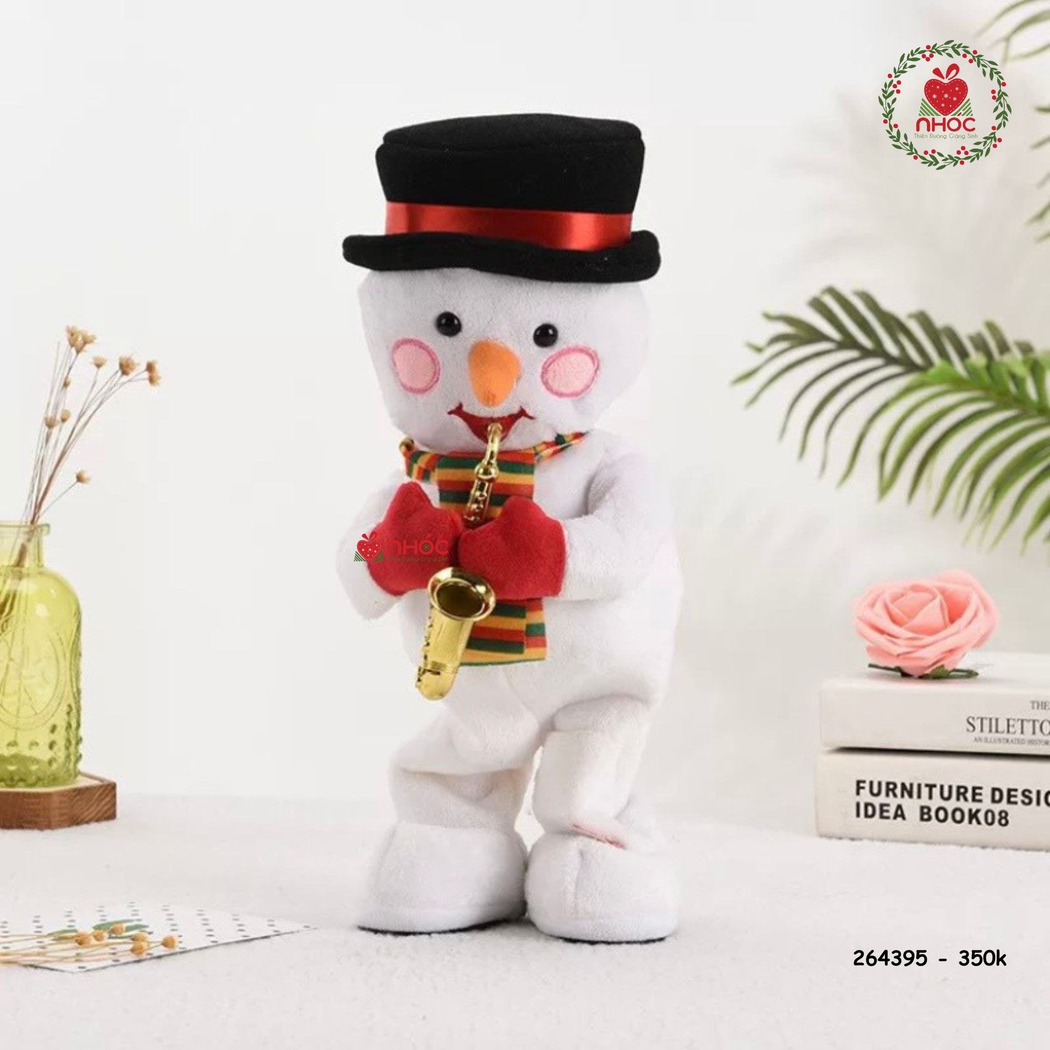 Người tuyết Noel đứng nhạc nhảy ghi âm cầm kèn - 35001