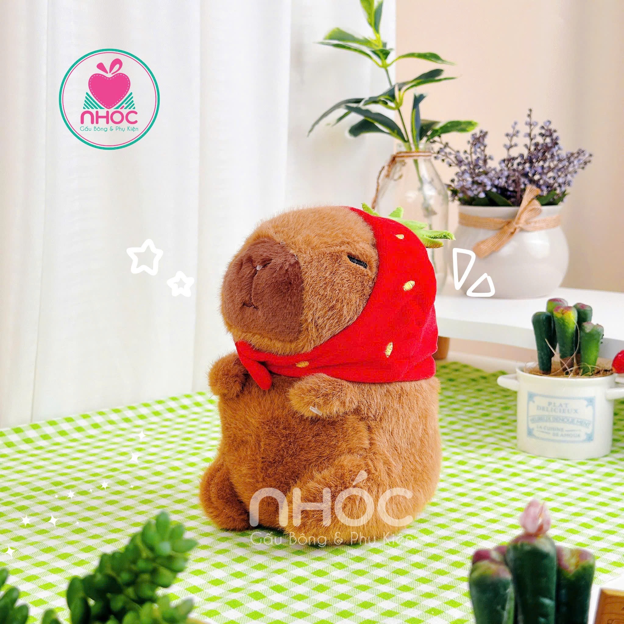 Thú bông nhỏ Capybara đội nón dâu OD - 20120