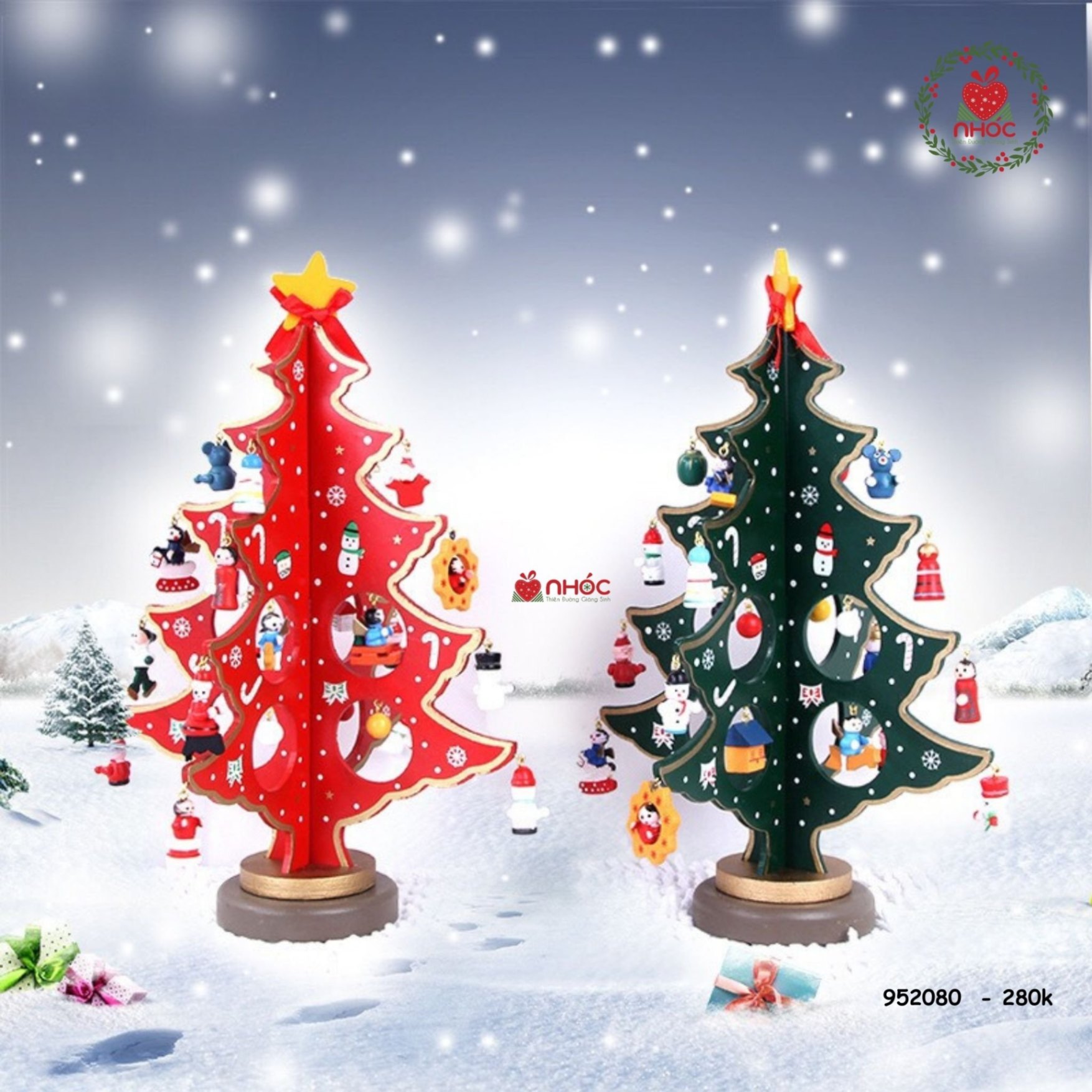 Cây thông noel gỗ để bàn treo phụ kiện - 18280