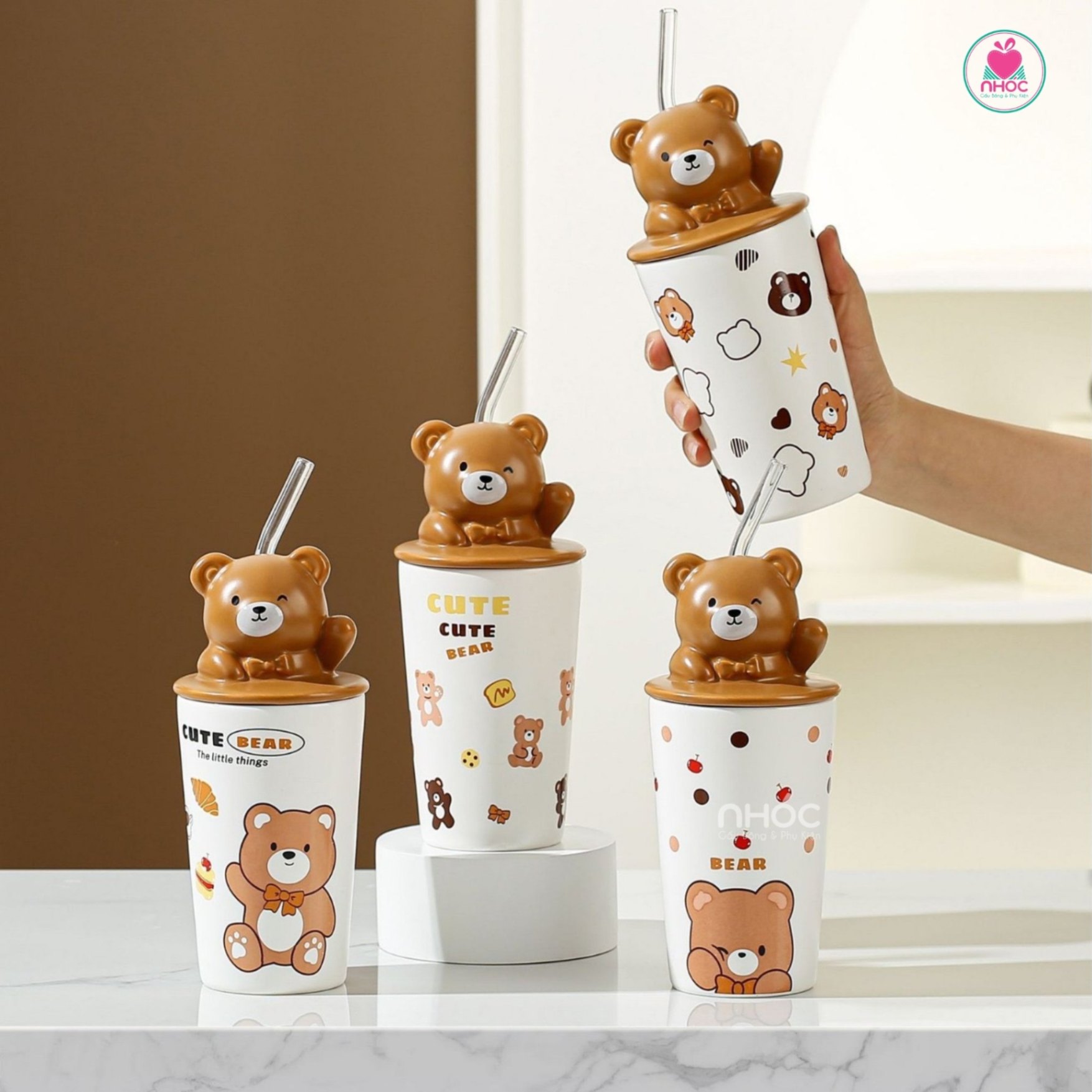 Ly sứ Gấu Bear cao - Mặt gấu - 16001