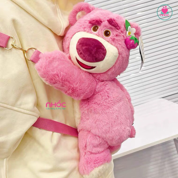 Túi đeo chéo Gấu Toy Story lông xù nằm - Hồng - 50240