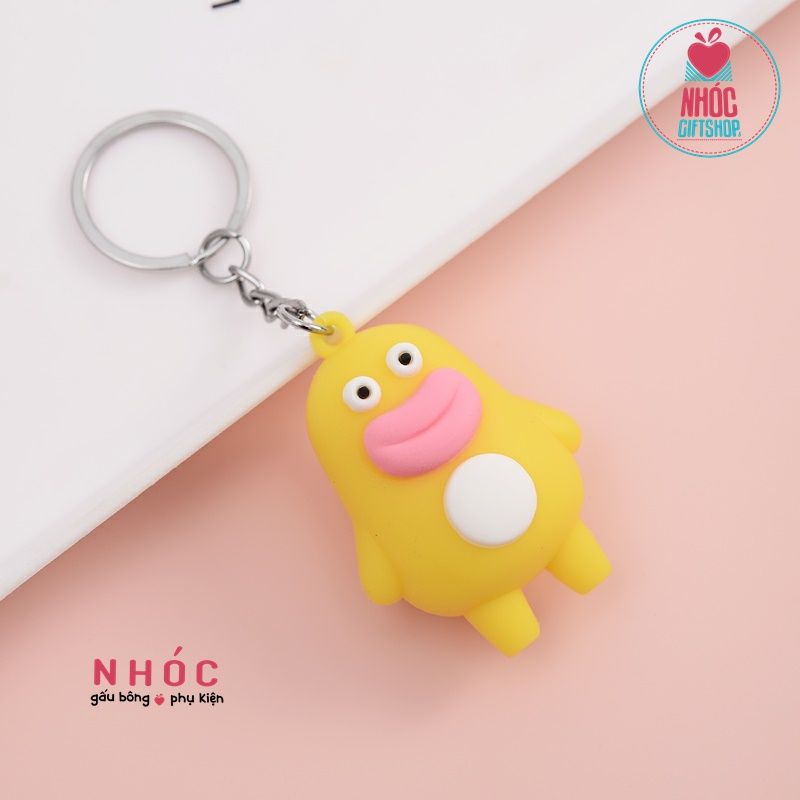 Móc khóa poly dẻo thú môi dày - 5001 - Vịt vàng
