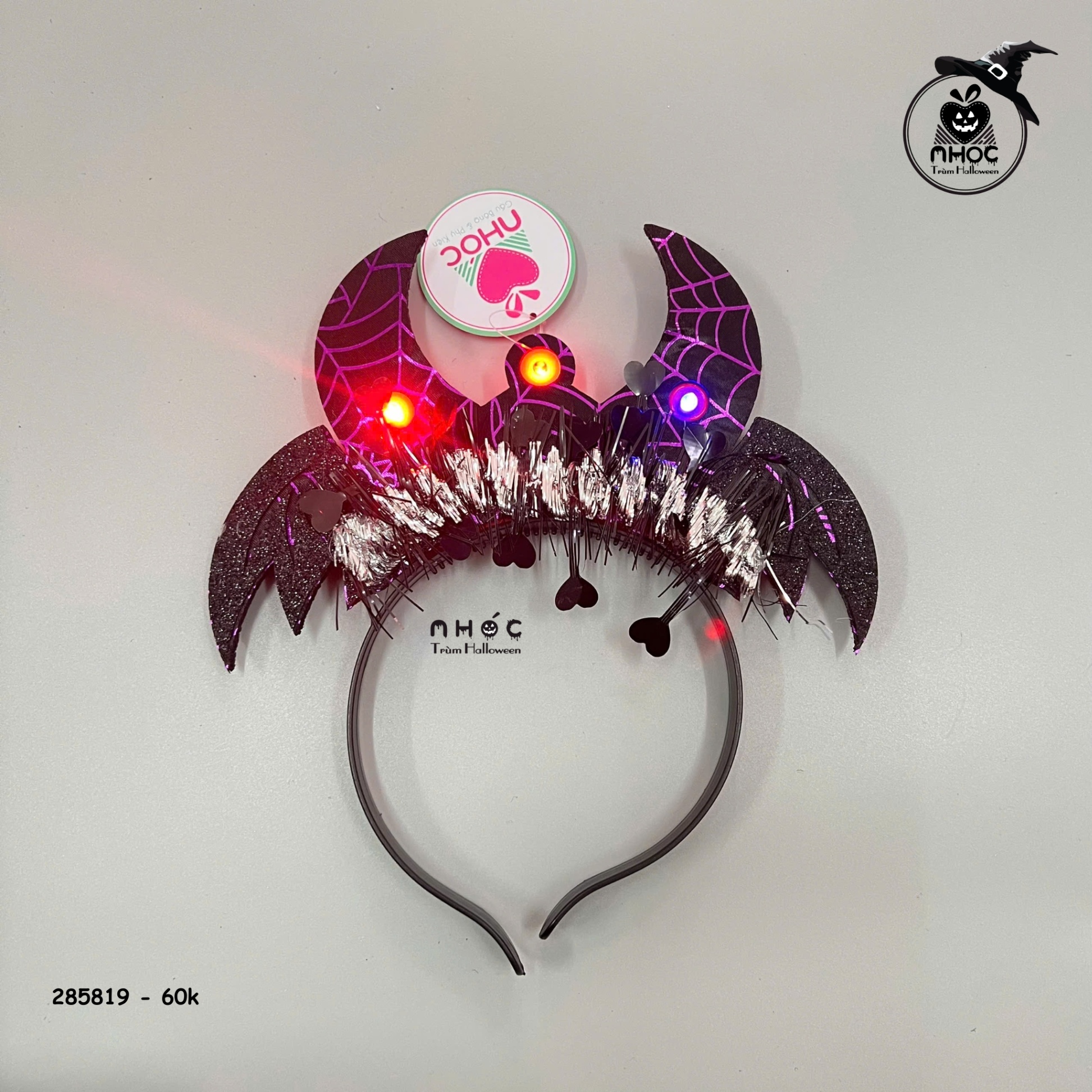 Cài tóc Halloween sừng có đèn - Tím - 6001