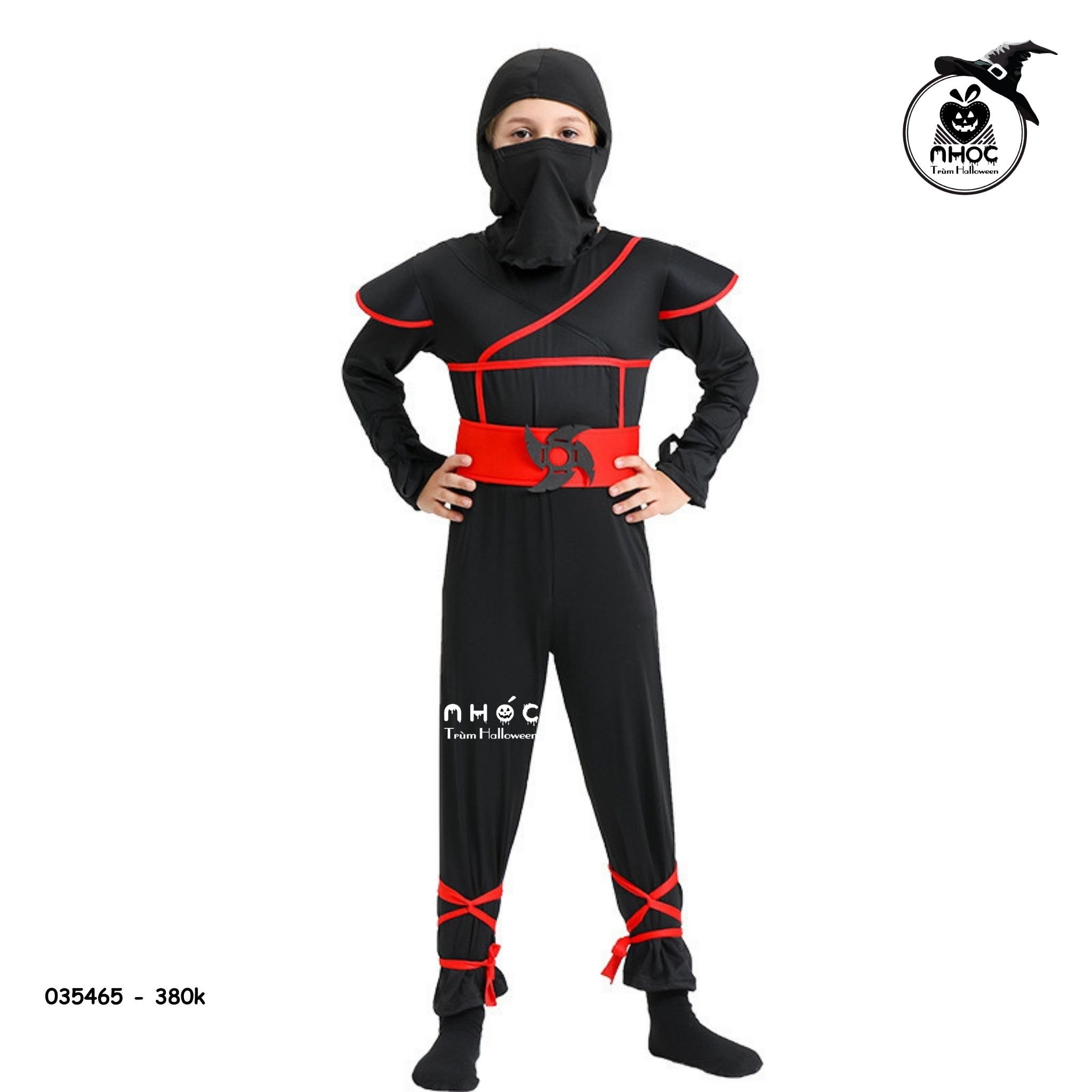 Bộ đồ Ninja Stealth viền đỏ combo nón - Size L - 130380