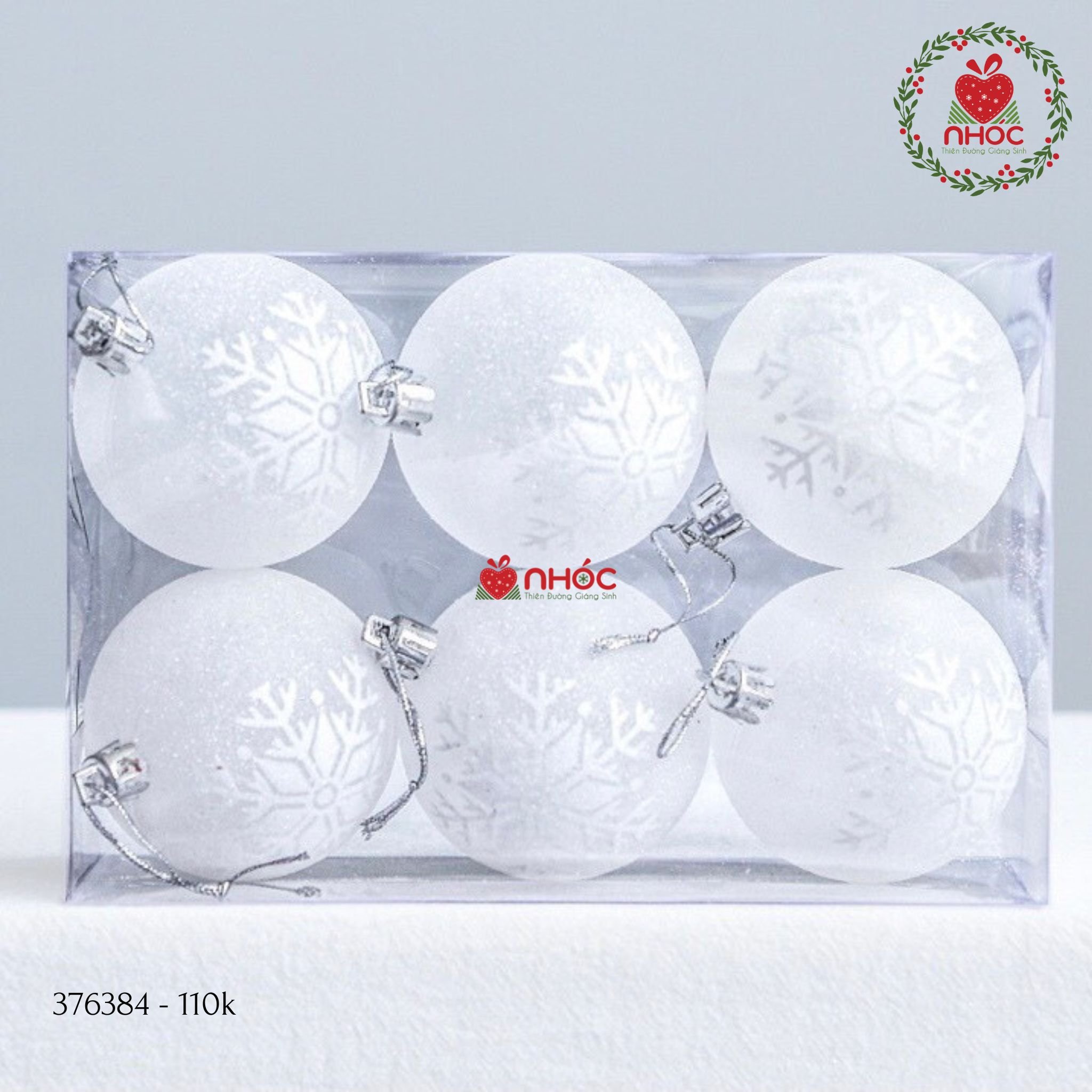 Trái châu kiểu bộ 6 kim tuyến hoa tuyết trắng - 50 ly - 110