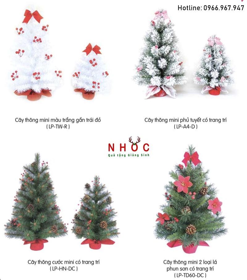 Cây thông noel để bàn trái thông trùm trái đỏ - Xanh - 60240