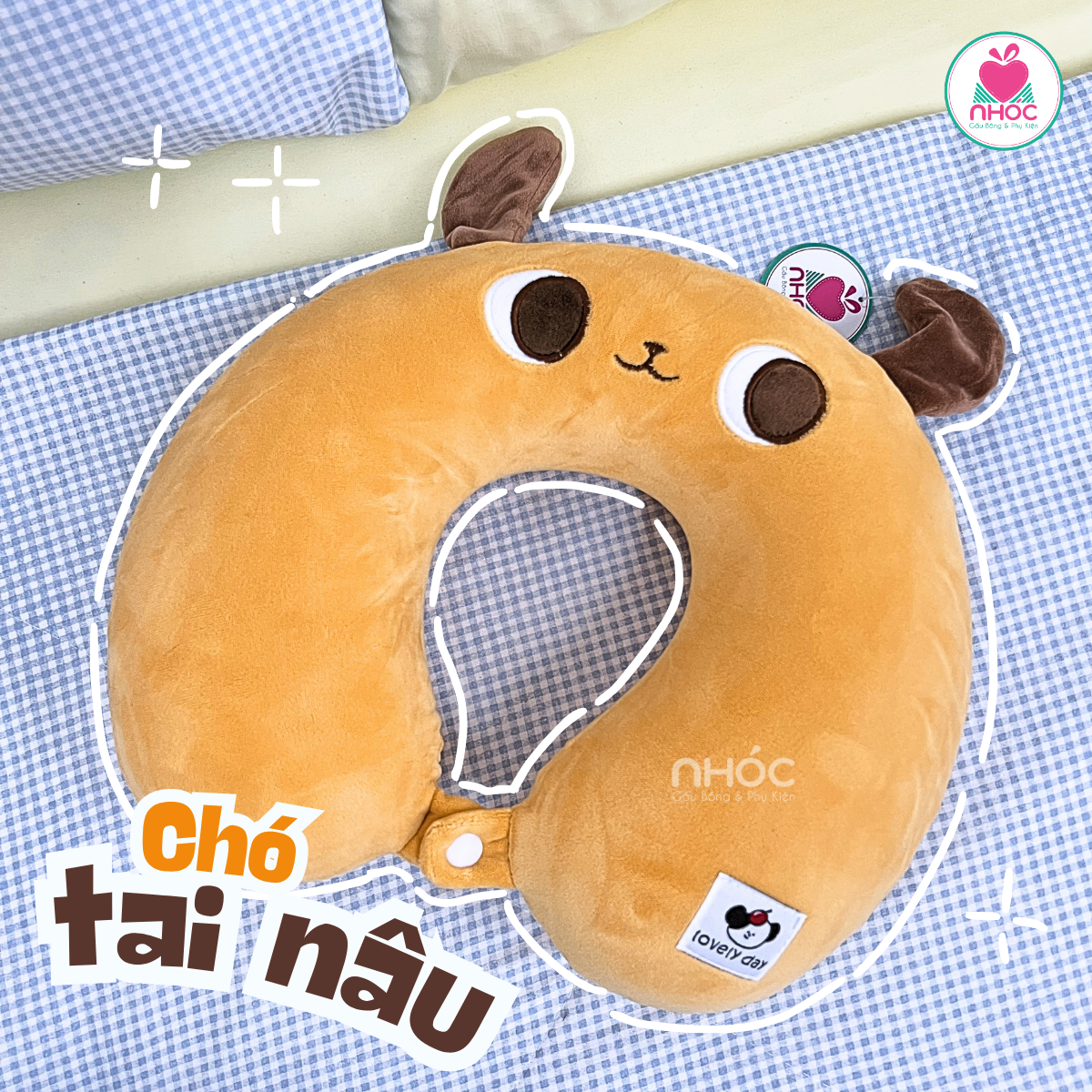 Gối kê cổ cao su non Chó tai nâu - Cam - 3016026