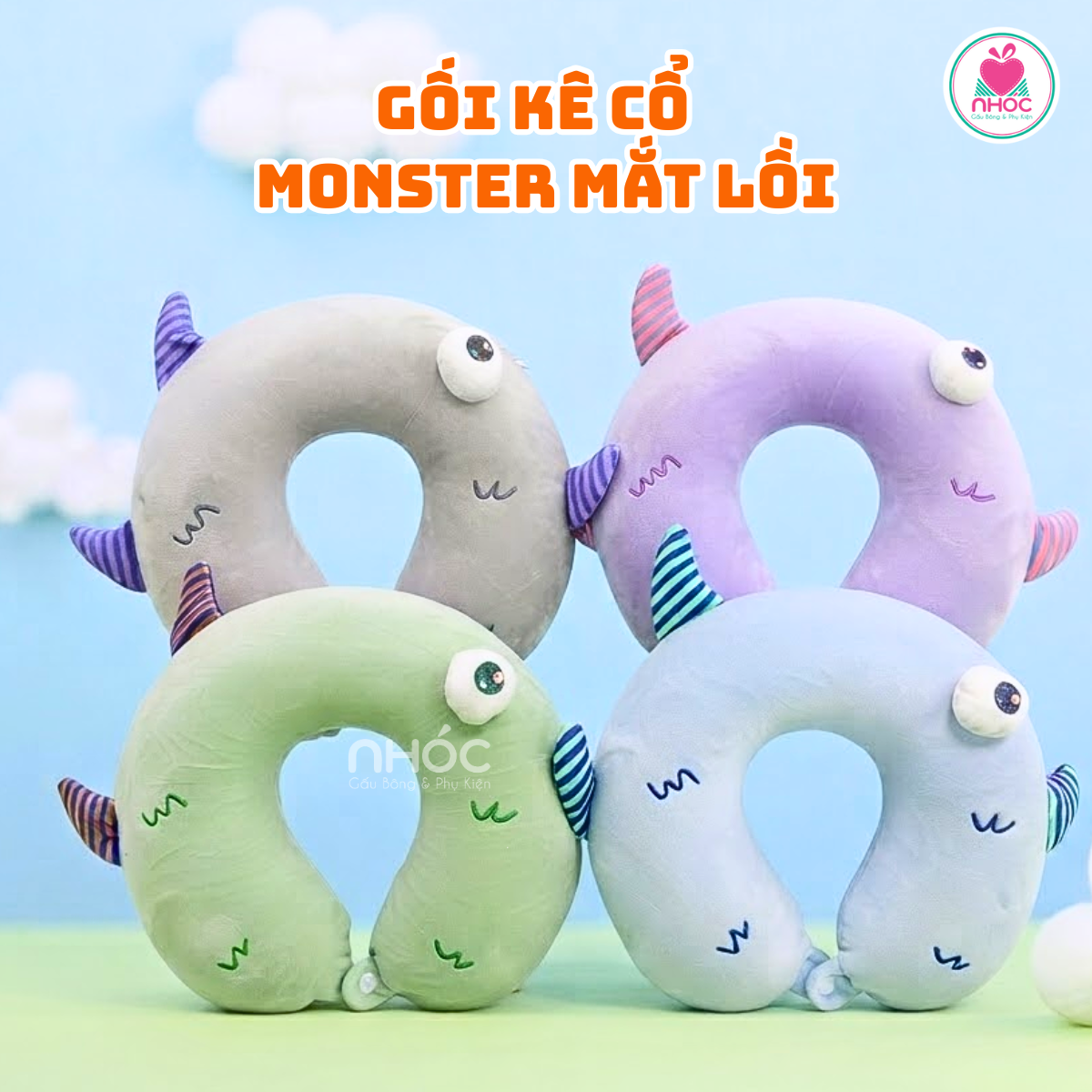Gối kê cổ cao su non Monster mắt lồi