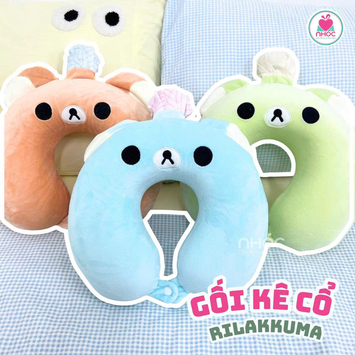 Gối kê cổ cao su non Rilakkuma đội nón đầu bếp