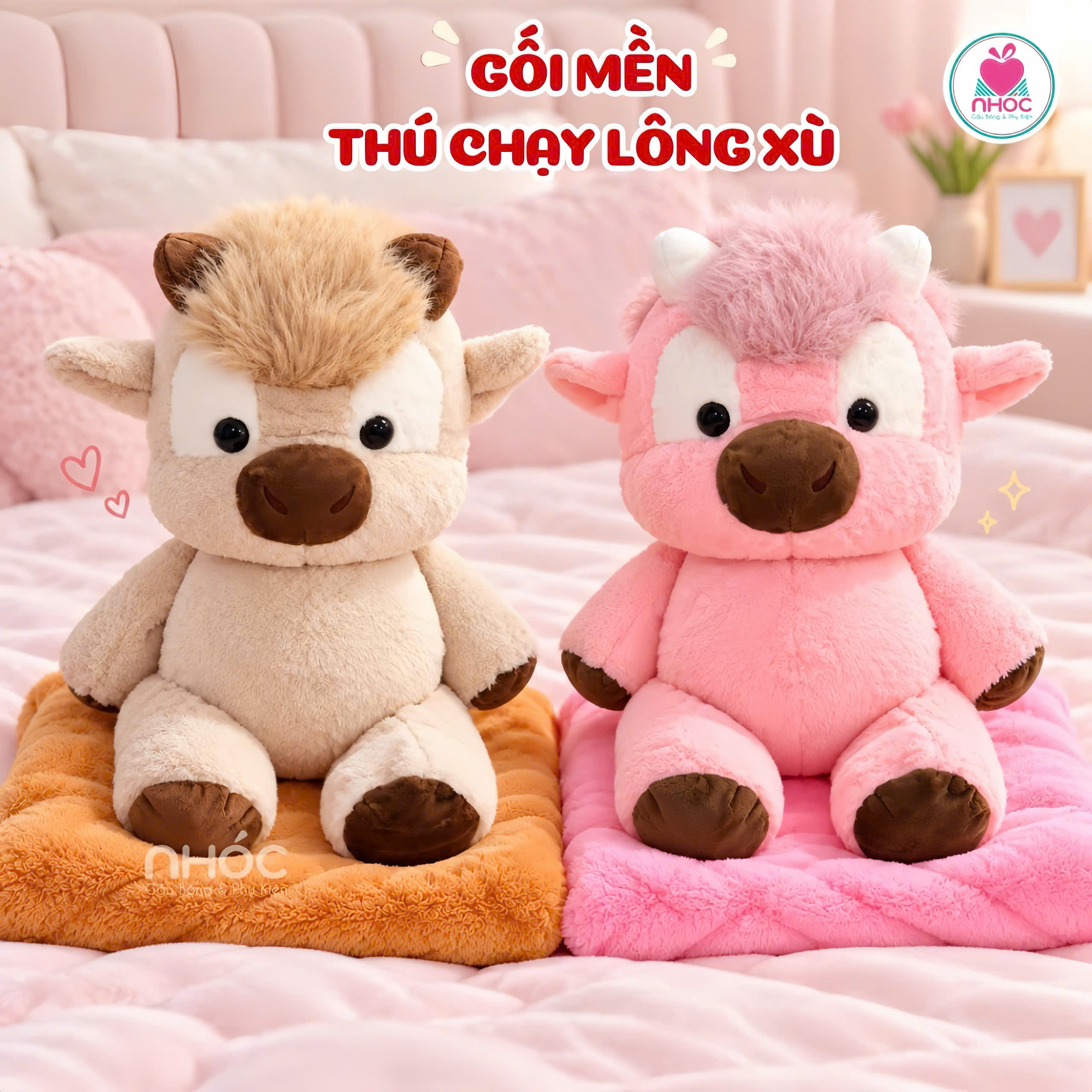 Gối mền thú chạy lông xù