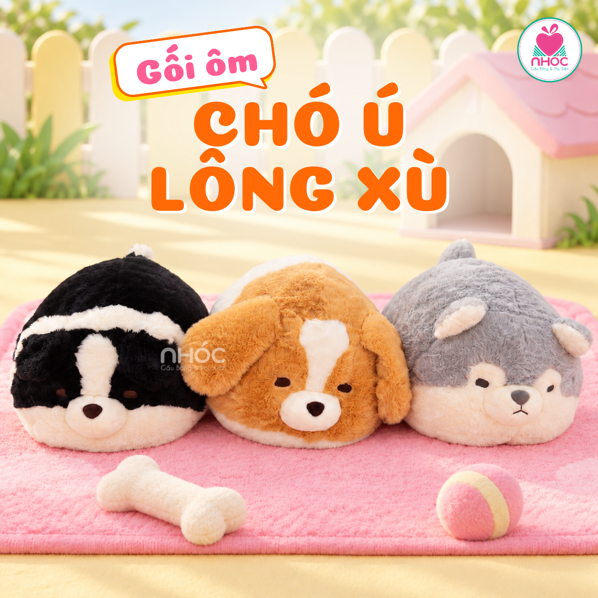 Gối ôm Chó ú lông xù nằm