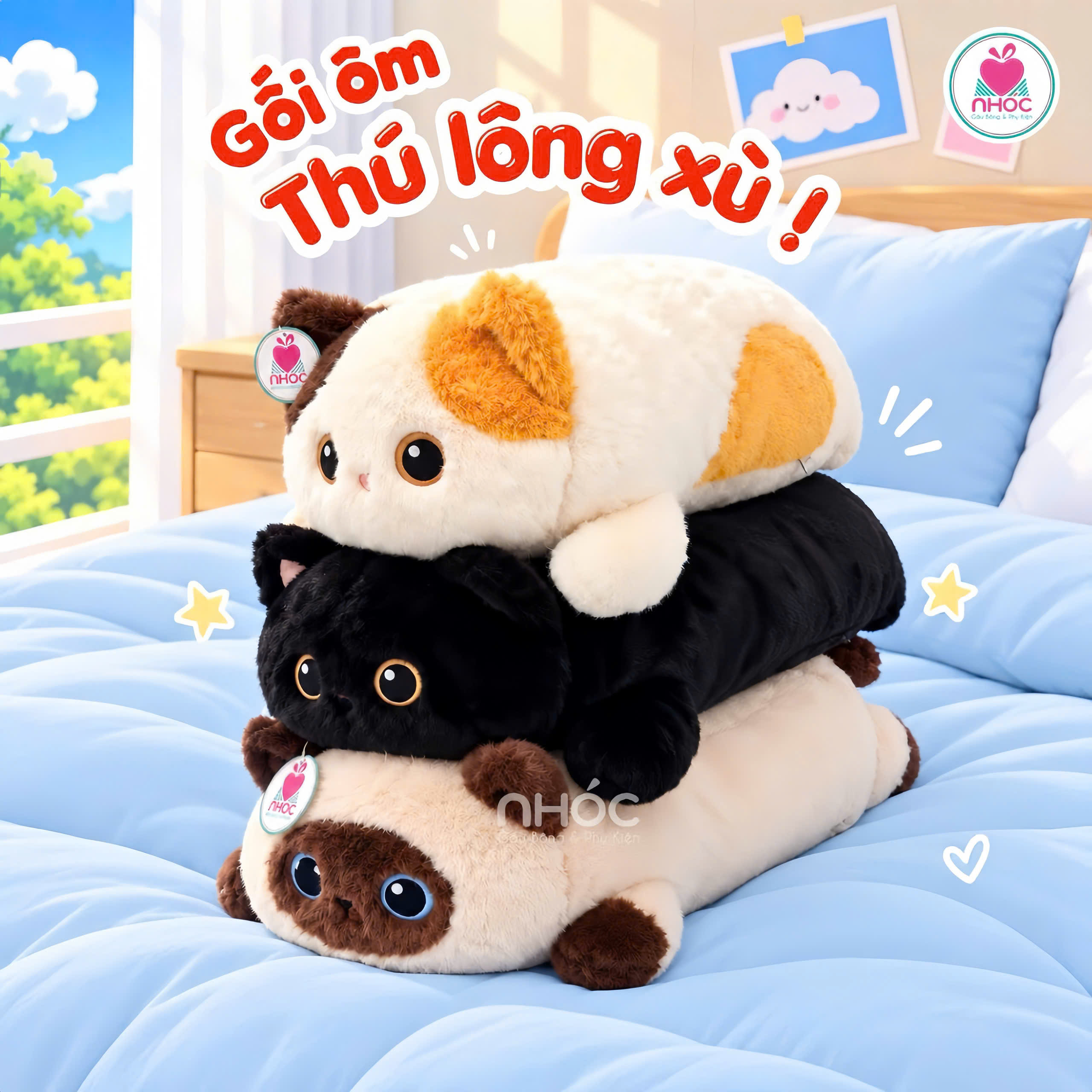 Gối ôm Thú lông xù nằm chân dài