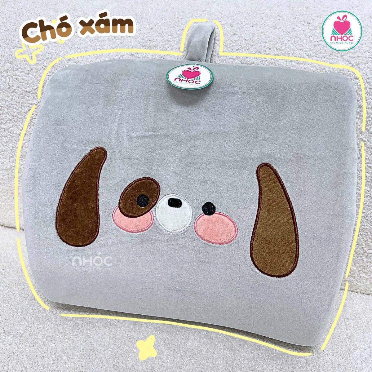Gối tựa lưng cao su non kiểu thú - Chó xám - 3525026