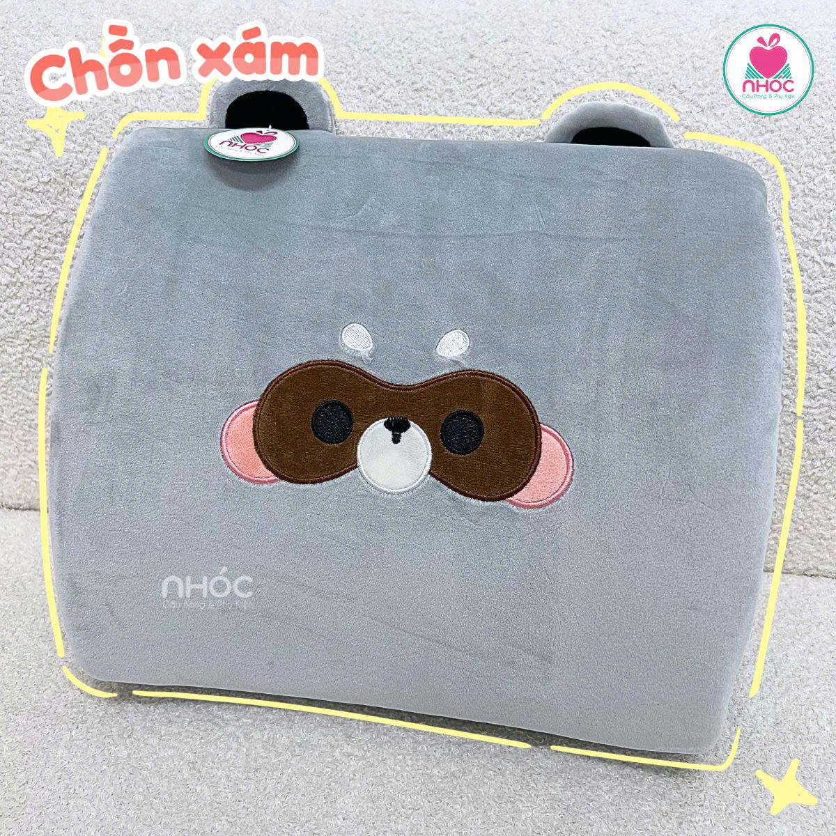 Gối tựa lưng cao su non kiểu thú - Chồn xám - 3525026