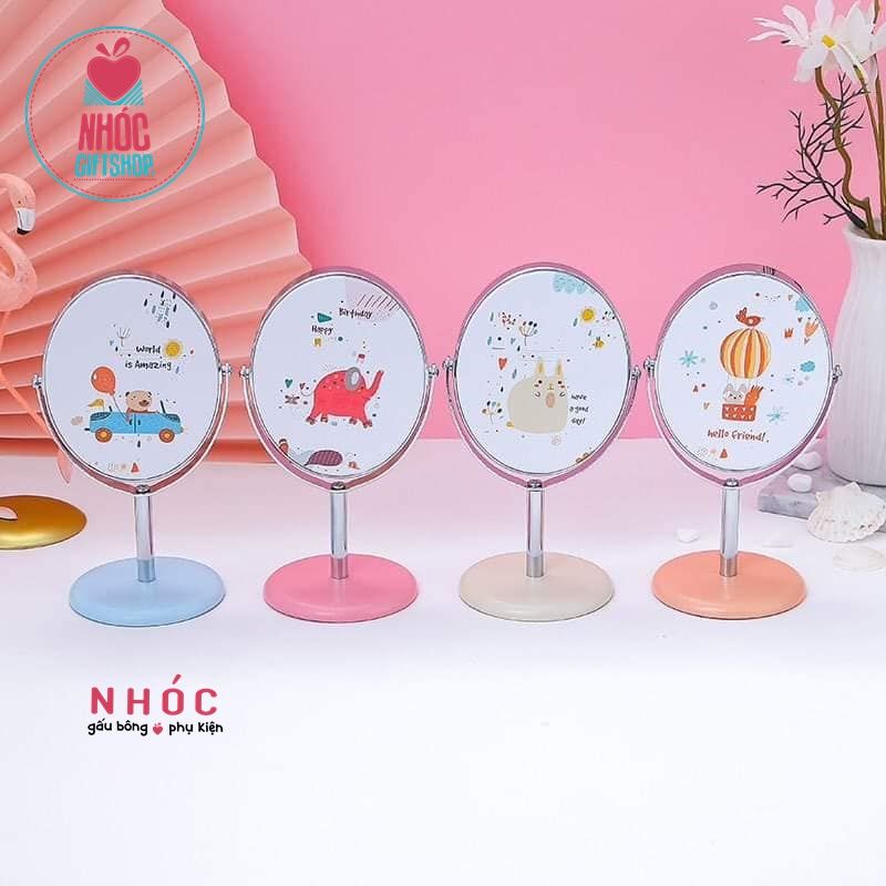 Gương để bàn oval có đế in thú - 7501