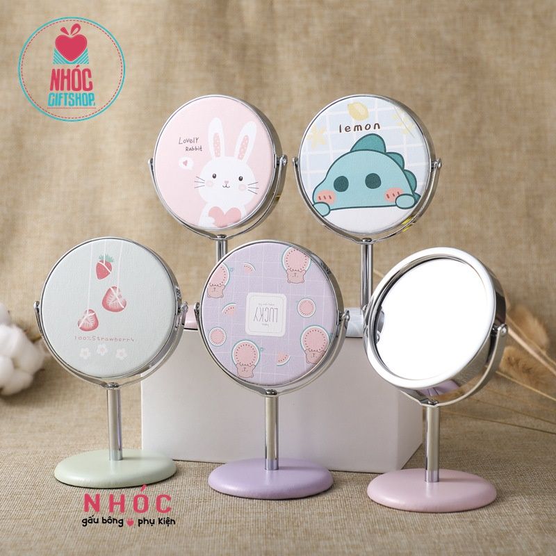 Gương để bàn tròn có đế in trái cây - 7501