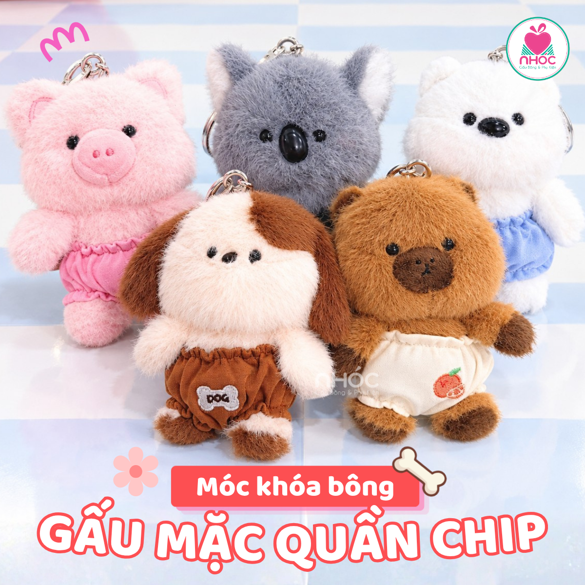 Móc khoá bông Gấu mặc quần chíp