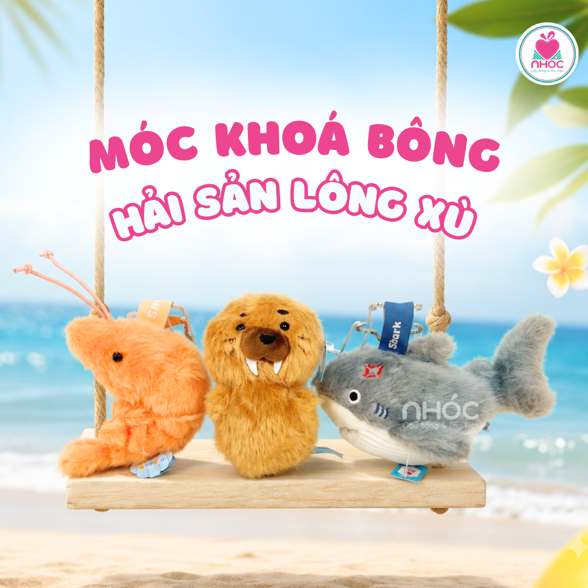 Móc khoá bông Hải sản lông xù