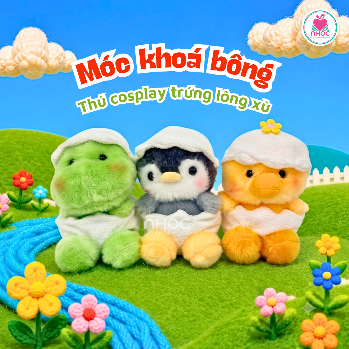 Móc khoá bông Thú cosplay trứng lông xù