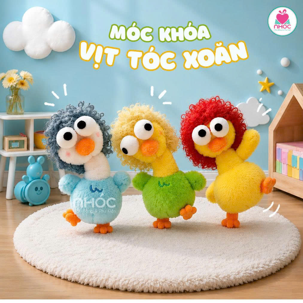 Móc khoá bông Vịt tóc xoăn
