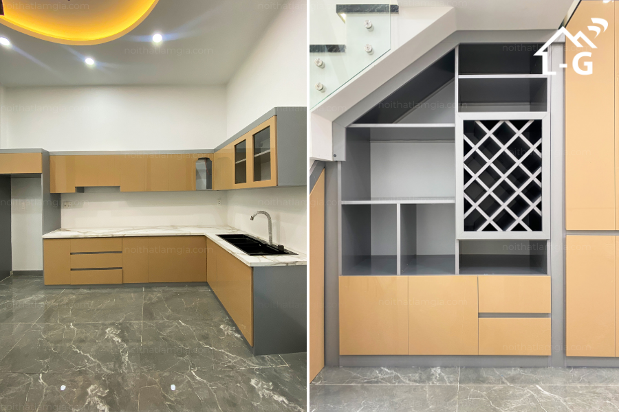 Thi Công Tủ Bếp Và Tủ Gầm Cầu Thang Nhà Phố Bình Tân