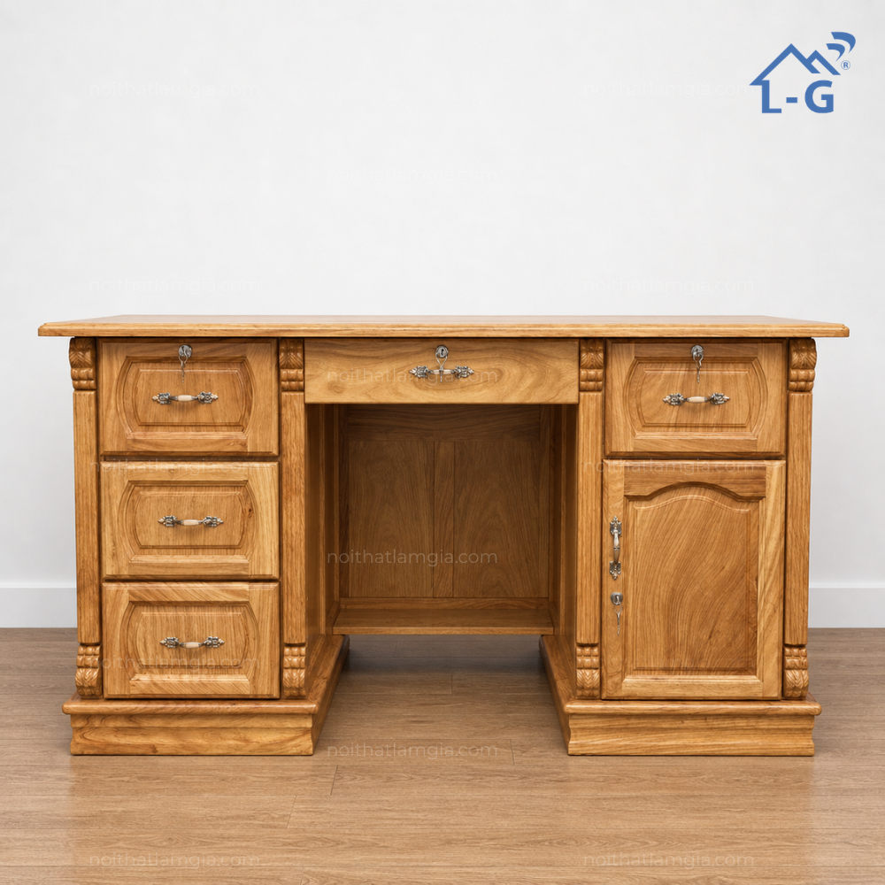 Bàn Làm Việc Gỗ Gõ Lâm Gia (BLVGGLG)