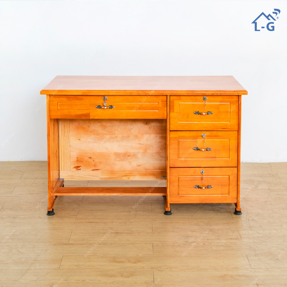 Bàn Làm Việc Gỗ Thông Lâm Gia 4 Hộc Kéo (BLVGTLG4HK)