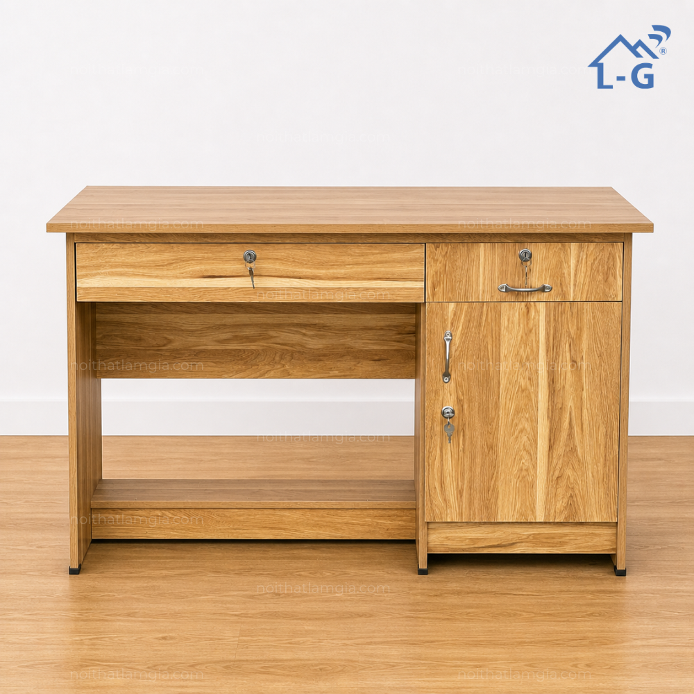 Bàn Làm Việc MFC Lâm Gia Melamin 2 hộc + 1 Cánh Mở (BLVMLGM1H1CM)