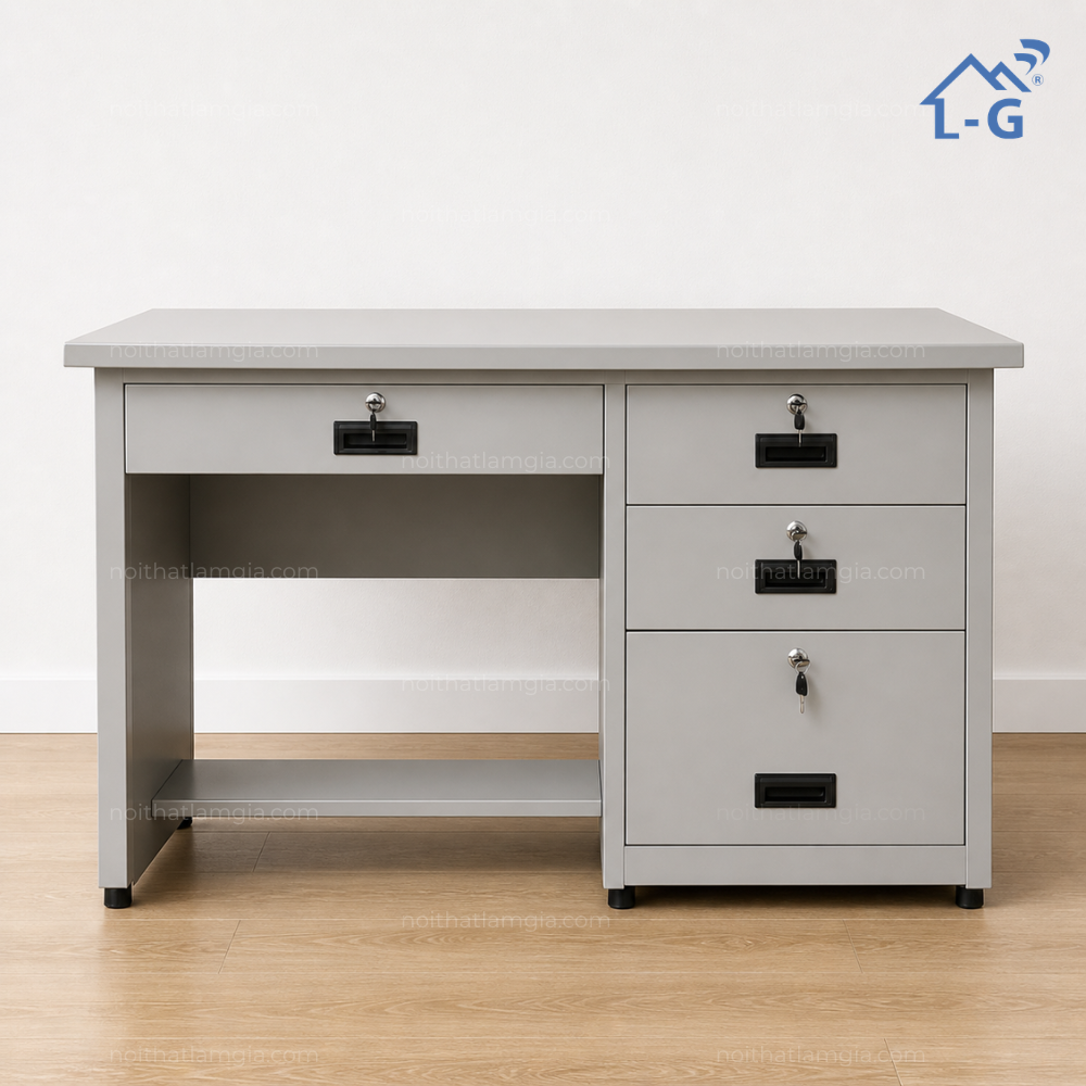 Bàn Làm Việc Sắt Tĩnh Điện 4 Hộc Kéo (BLVSTD4HK)
