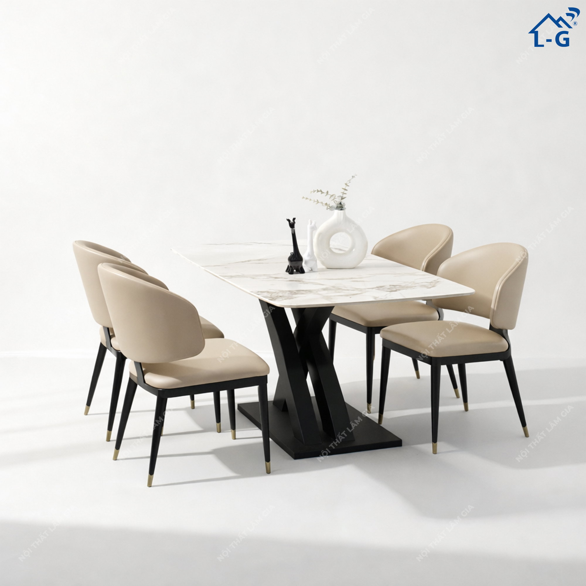 Bộ Bàn Ăn Mặt Đá Ceramic + 4 Ghế C78 Cao Cấp (BBAMDCRM+4GCC)