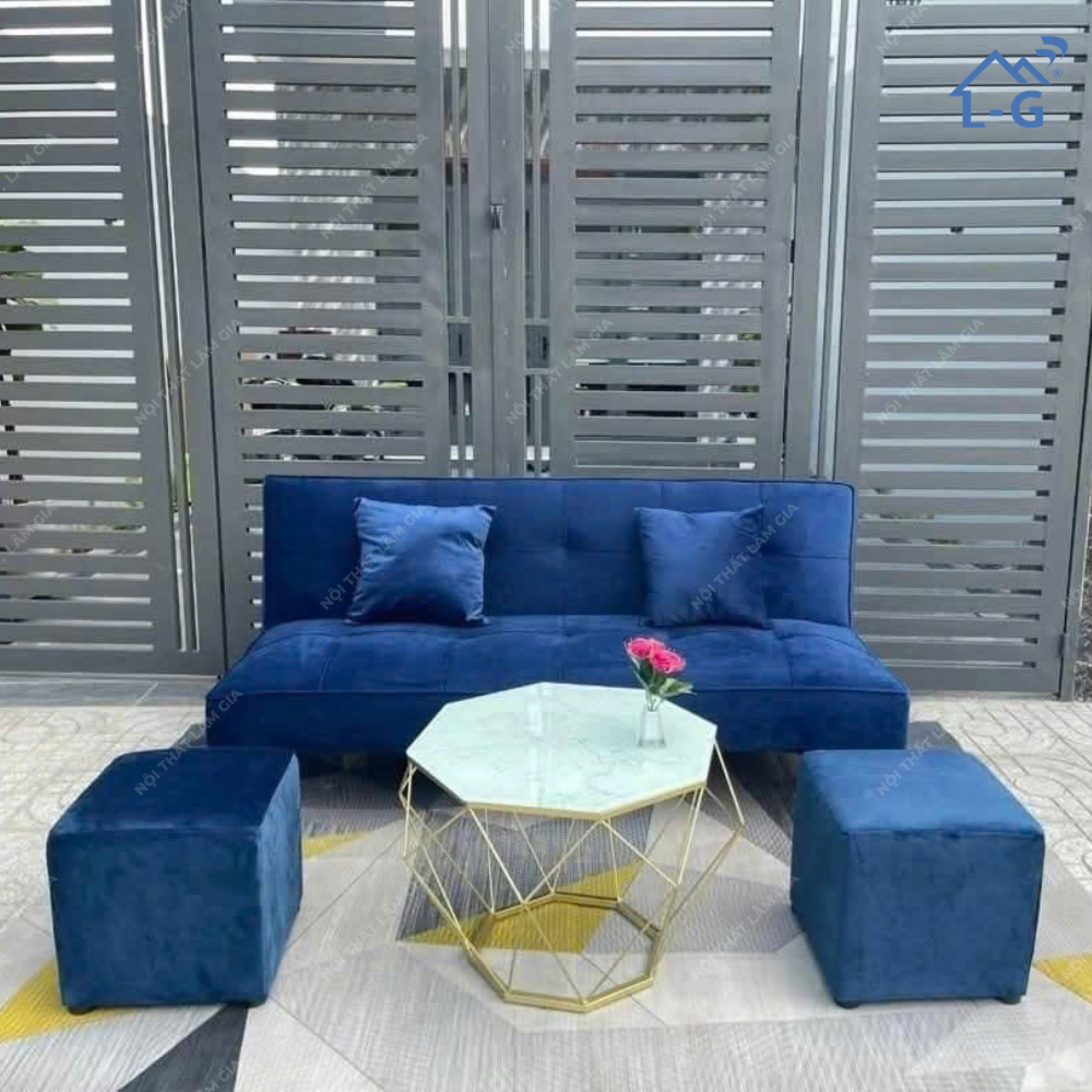 Bộ Sofa Bed Vải Nhung Lâm Gia (BSFBVNLG)