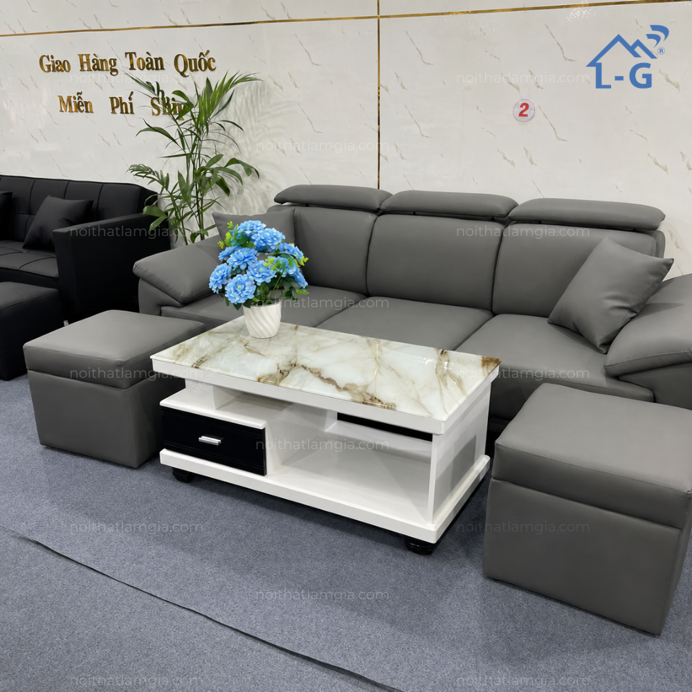 Bộ Sofa Da Kèm Đôm Lâm Gia (BSFKDLG)