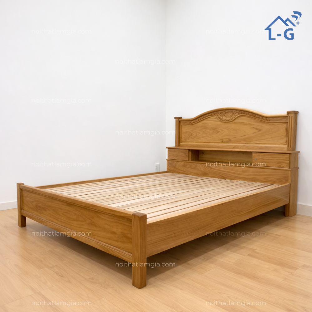 Giường Gỗ Gõ Cao Cấp Mẫu Đầu Tròn (GGGCCDT)