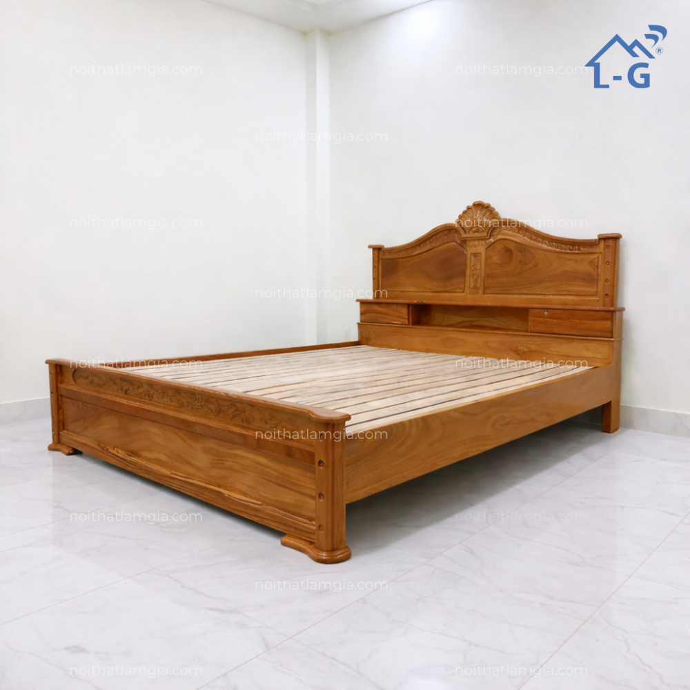 Giường Gỗ Gõ Cao Cấp Mẫu Nữ Hoàng (GGGCCMNH)