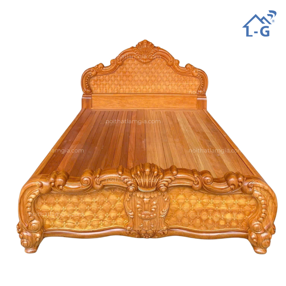 Giường Gỗ Gõ Đỏ 1m8 Cao Cấp (GGGD1M8 - LG)